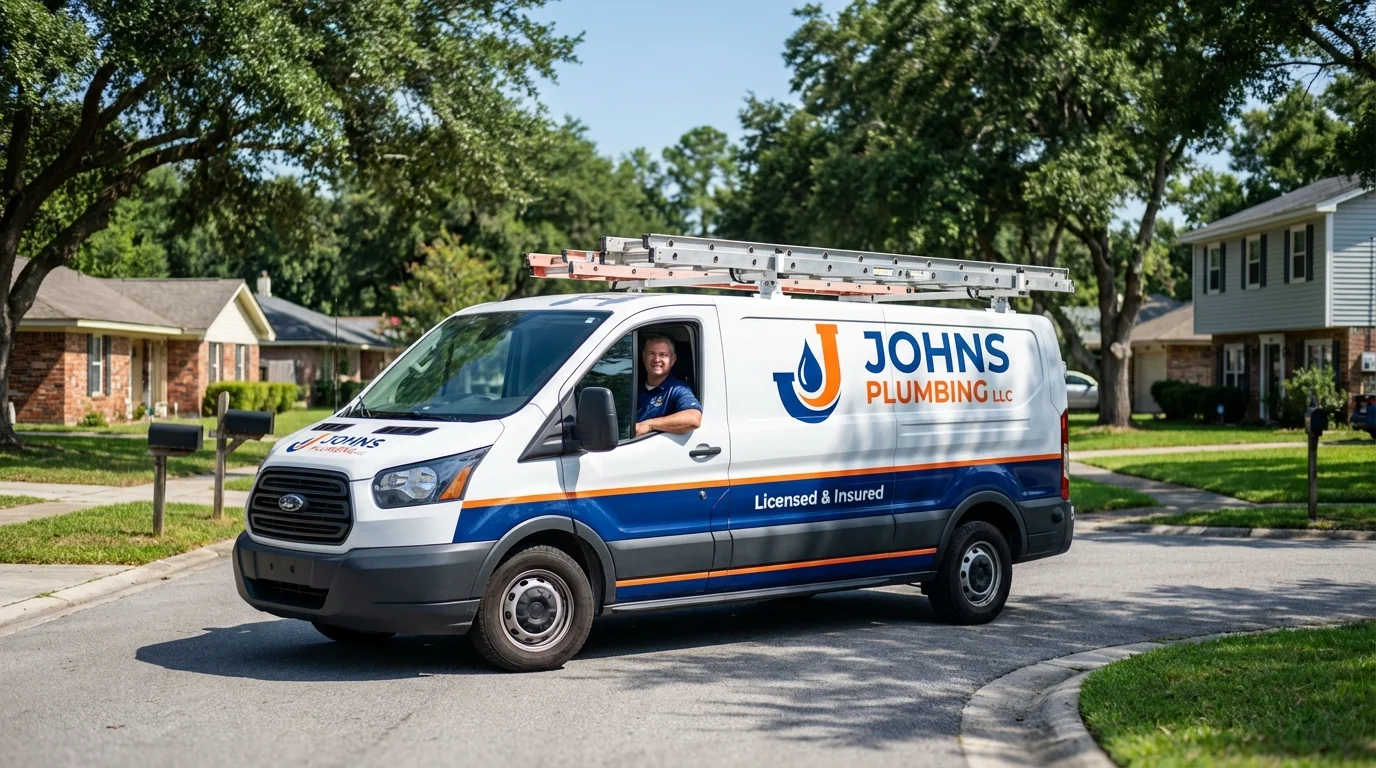 Johns Plumbing LLC service van in Rheems, PA