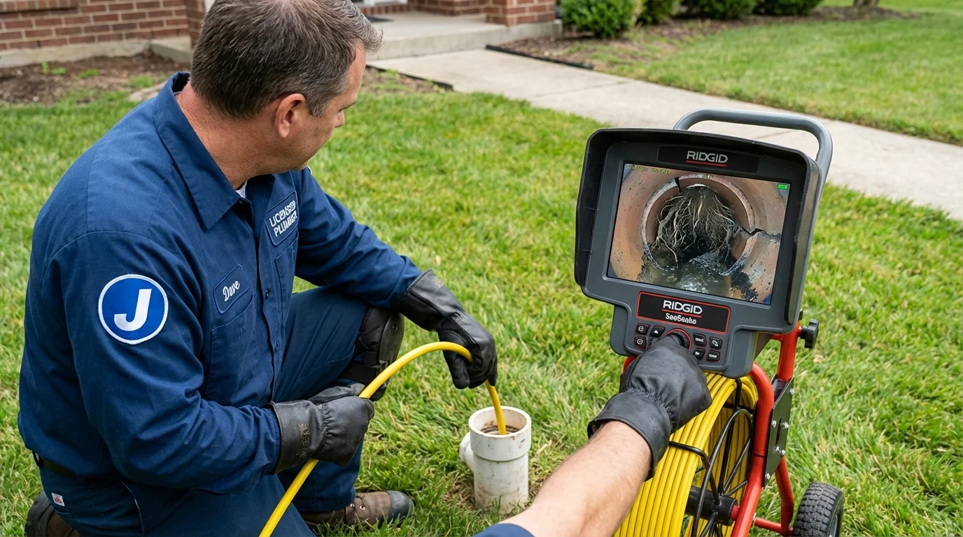 Sewer camera inspection being performed by Johns Plumbing LLC in Rheems